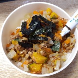 納豆好きな子に⭐野菜ぱくぱく丼